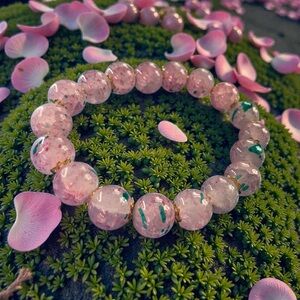 Pink Glass Swirl Bead Bracelet